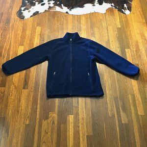 Lands’ End Navy Blue Full Zip Fleece Jacket Aircore 200 Men’s Large